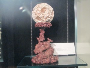 The globe on top has 42 concentric layers all carved from the same piece of ivory.